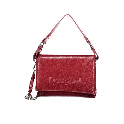 Desigual Logo-embossed Crackle-effect Tote Bag In Red