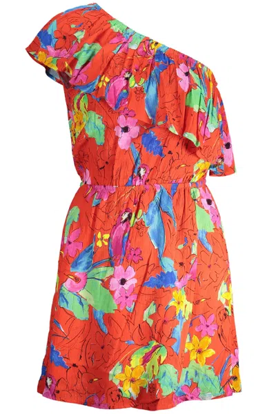 Desigual Tropical Asymmetric Short Dress In Red
