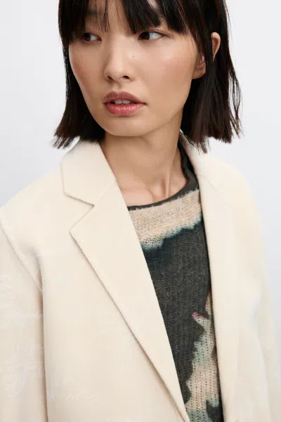 Desigual Regular Wool Coat In Neutral