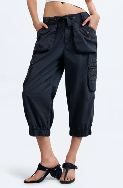 Desigual Relaxed Cotton Cargo Pants In Blue
