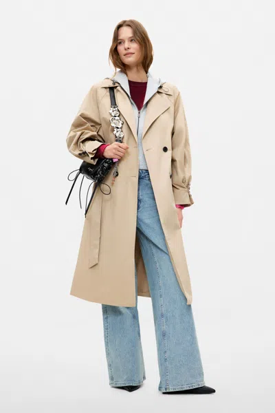 Desigual Removable Trench Coat In Neutral