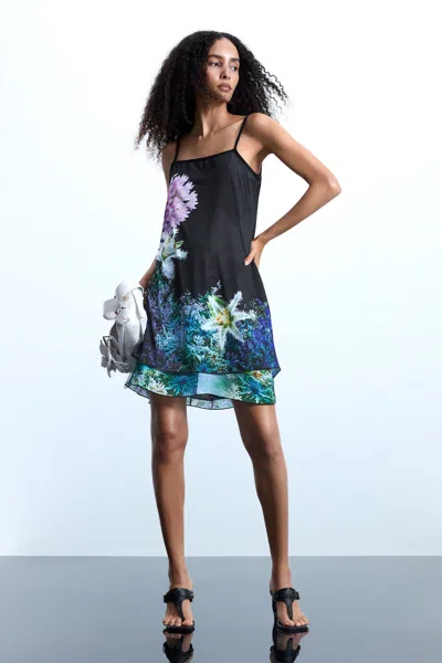Desigual Floral Print Reversible Dress In Multi