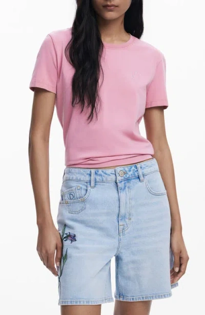 DESIGUAL DESIGUAL RHINESTONE EMBELLISHED STRETCH COTTON T-SHIRT