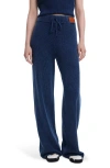Desigual Rib Cotton Drawstring Pants In Blue