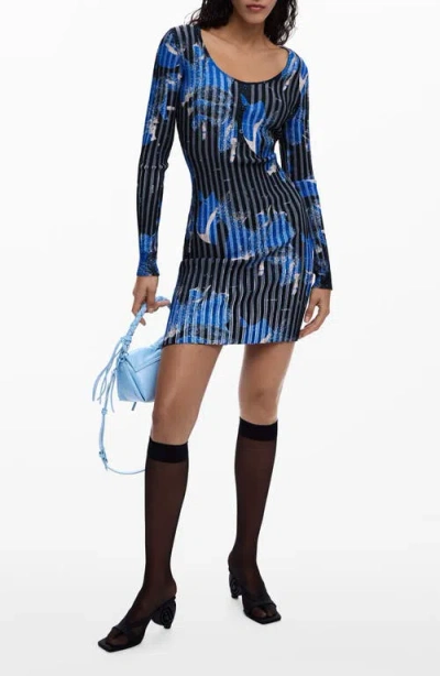 Desigual Rib Long Sleeve Minidress In Multi