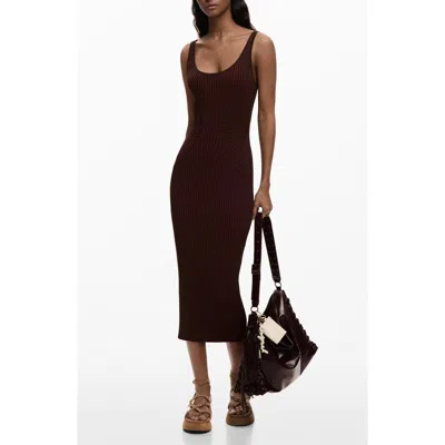 Desigual Rib Tank Dress In Black