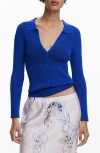 Desigual Rib V-neck Cardigan In Animal Print