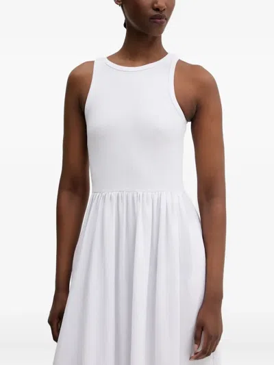 Desigual Ribbed Eyelet-trimmed Midi Dress In White