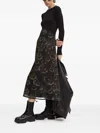 Desigual Ribbed Floral-print Midi Day Dress In Black