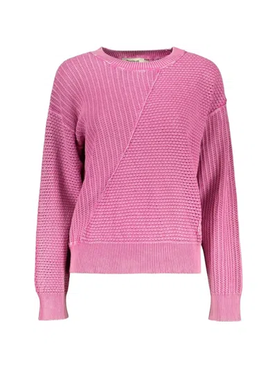 Desigual Ribbed-knit Panelled Sweater In Pink