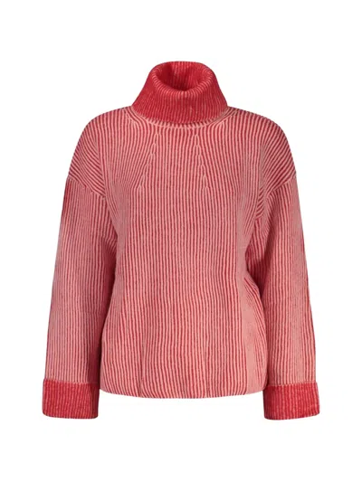 Desigual Ribbed-knit Roll-neck Sweater In Red