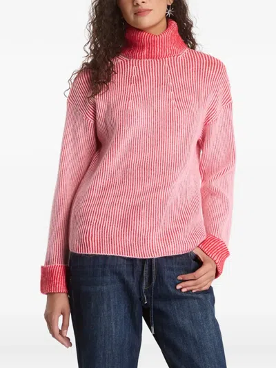 Desigual Ribbed-knit Roll-neck Sweater In Pink