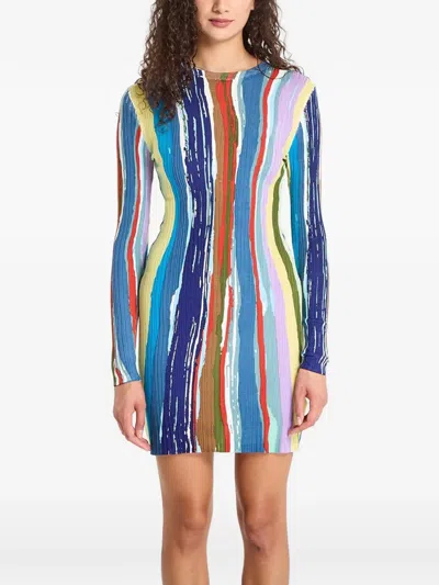 Desigual Ribbed-knit Striped Mini Dress In Multi