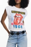 Desigual Rolling Stones Embroidered Muscle T-shirt In Blue