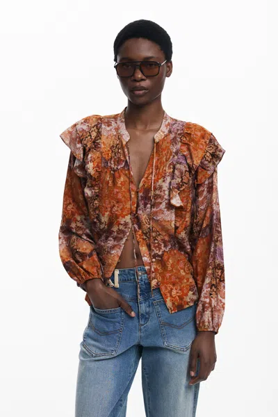 Desigual Romantic Paisley Blouse In Brown