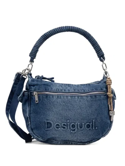 Desigual Rope-handle Denim Shoulder Bag In Blue