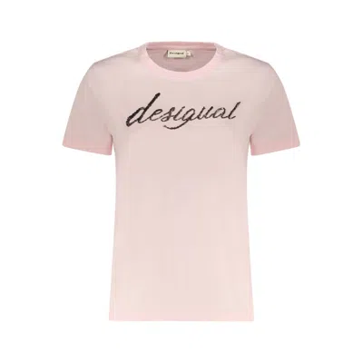 Desigual Rosa Cotton Women T-shirt In Pink