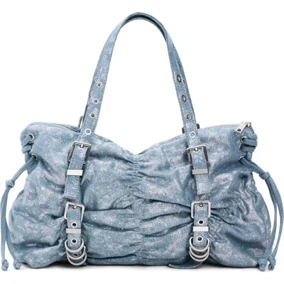 Desigual Ruched Denim Shoulder Bag In Blue