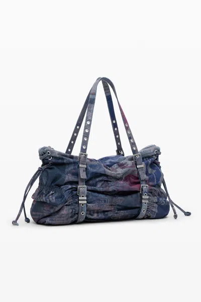 Desigual Ruched Newspaper Bag In Blue