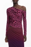 Desigual Ruched One-shoulder Top In Multi