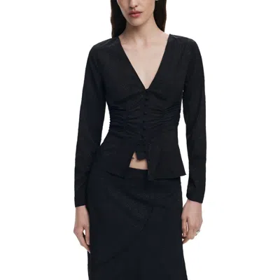 Desigual Ruched Top In Black