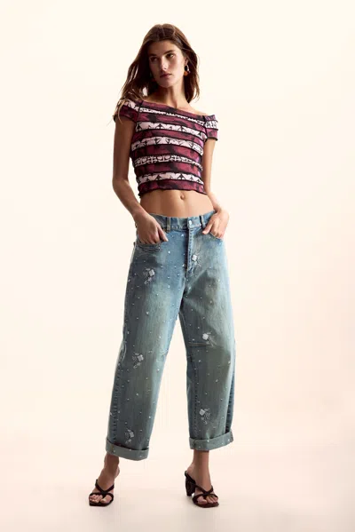 Desigual Ruched T-shirt Designed By Mr. Christian Lacroix In Multi