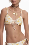 Desigual Ruched Underwire Bikini Top In Multi
