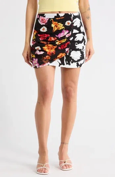 Desigual Ruched Woven Miniskirt In Black