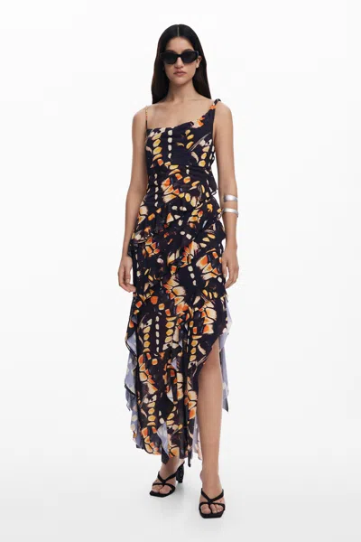 Desigual Ruffled Butterfly Skirt In Black