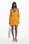 Desigual Cold Shoulder Long Sleeve Minidress In Orange