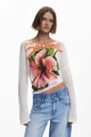 Desigual Fine Knit Sweater In White