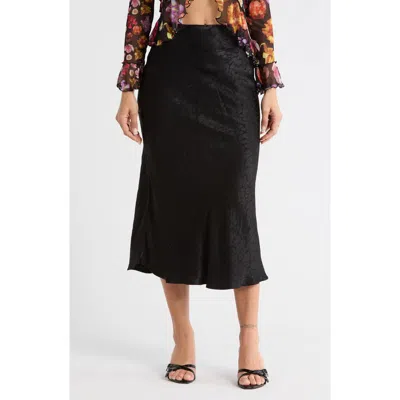 Desigual Satin Bias Skirt In Black