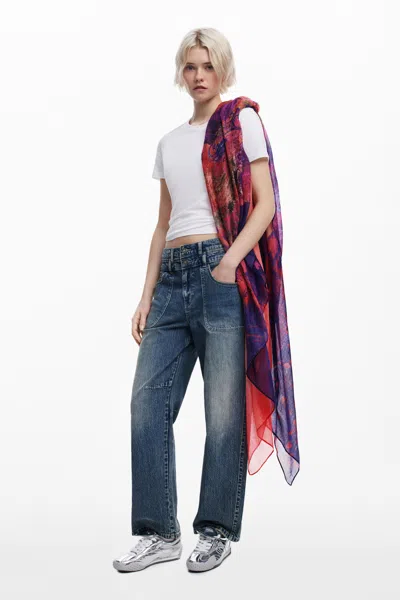 Desigual Scarf Designed By Mr. Christian Lacroix In Red