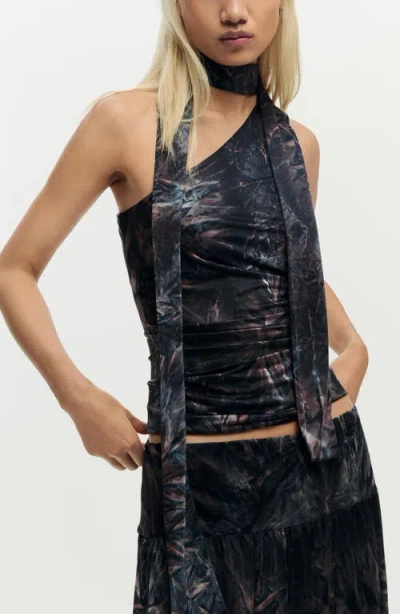 Desigual Scarf Neck Sleeveless Top In Black