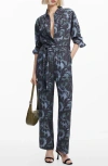Desigual Flowy Printed Jumpsuit In Black