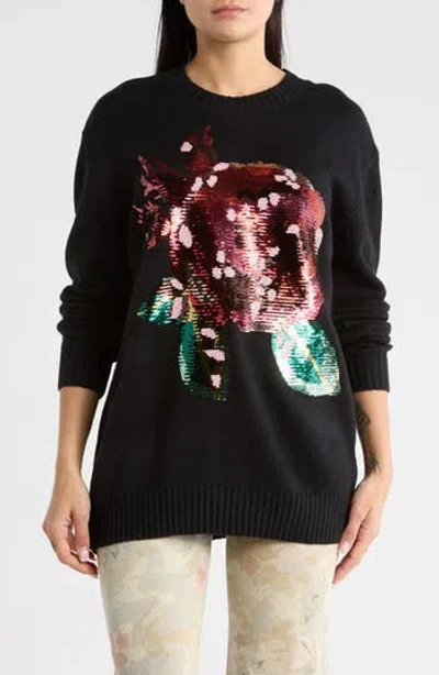 Desigual Sequin Knit Sweater In Black