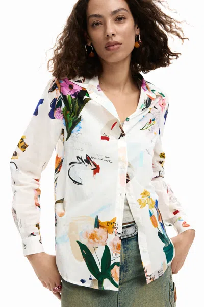 Desigual Shirt Collage Flowers In Multi