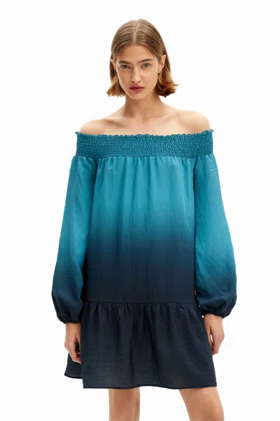 Desigual Short Bandeau Dress In Green
