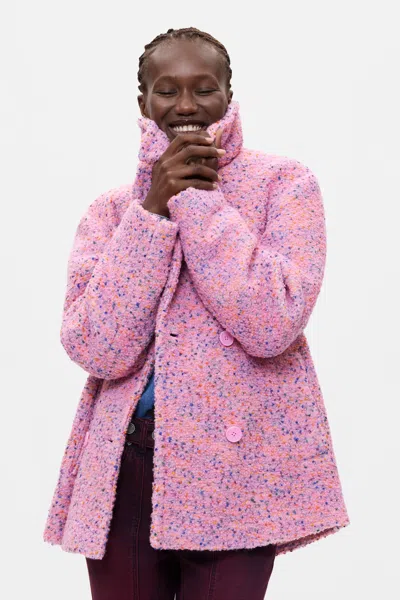 Desigual Short Coat Pockets In Pink