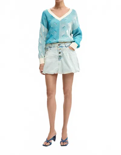 Desigual Short Denim Mini Skirt In Blue