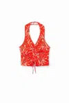 Desigual Short Gathered Top In Red