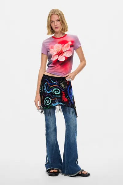 Desigual Short Printed Pareo In Animal Print