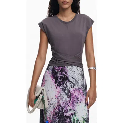 Desigual Short Sleeve A-line Dress In Gray