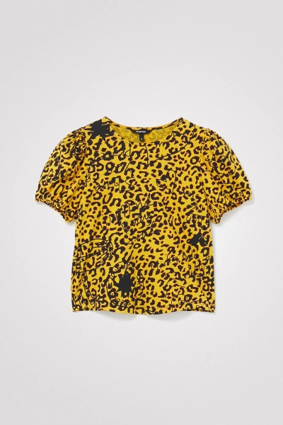 Desigual Short Sleeve Animal Print T-shirt In Yellow
