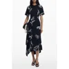 Desigual Short Sleeve Asymmetric Hem Maxi Dress In Black
