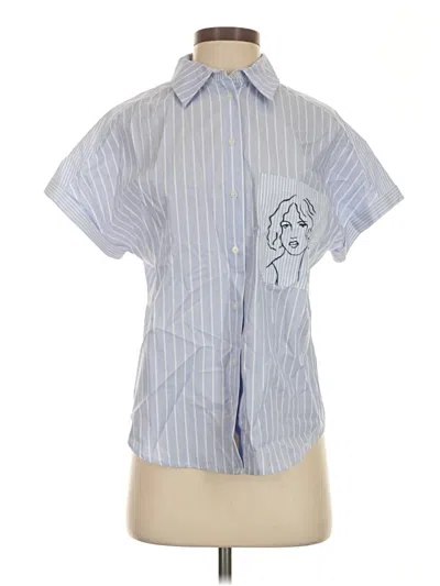 Pre-owned Desigual Short Sleeve Button Down Shirt In Blue
