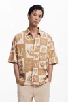 Desigual Short-sleeve Checkered Shirt In White