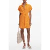 Desigual Embroidered Belted Mini Dress In Orange