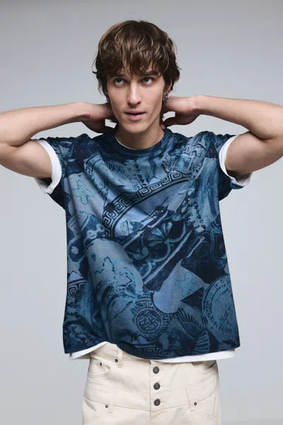 Desigual Short Sleeve Mosaic T-shirt In Blue