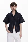 Desigual Embroidered Button-up Shirt In Black